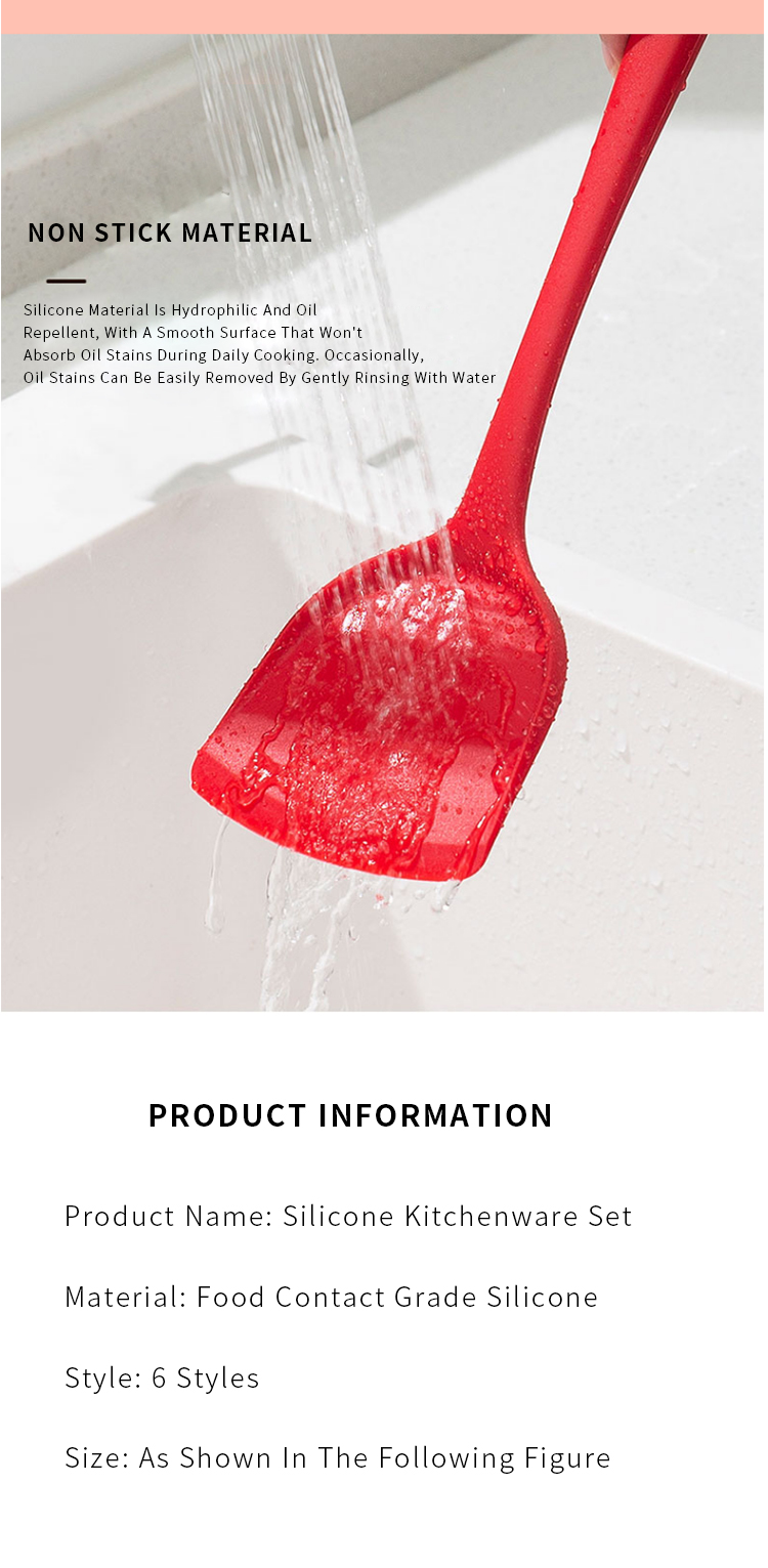Top Seller 6Pcs Wholesale Kitchen Accessories Cooking Tools Kitchenware Silicone Kitchen Utensil Sets With Logo