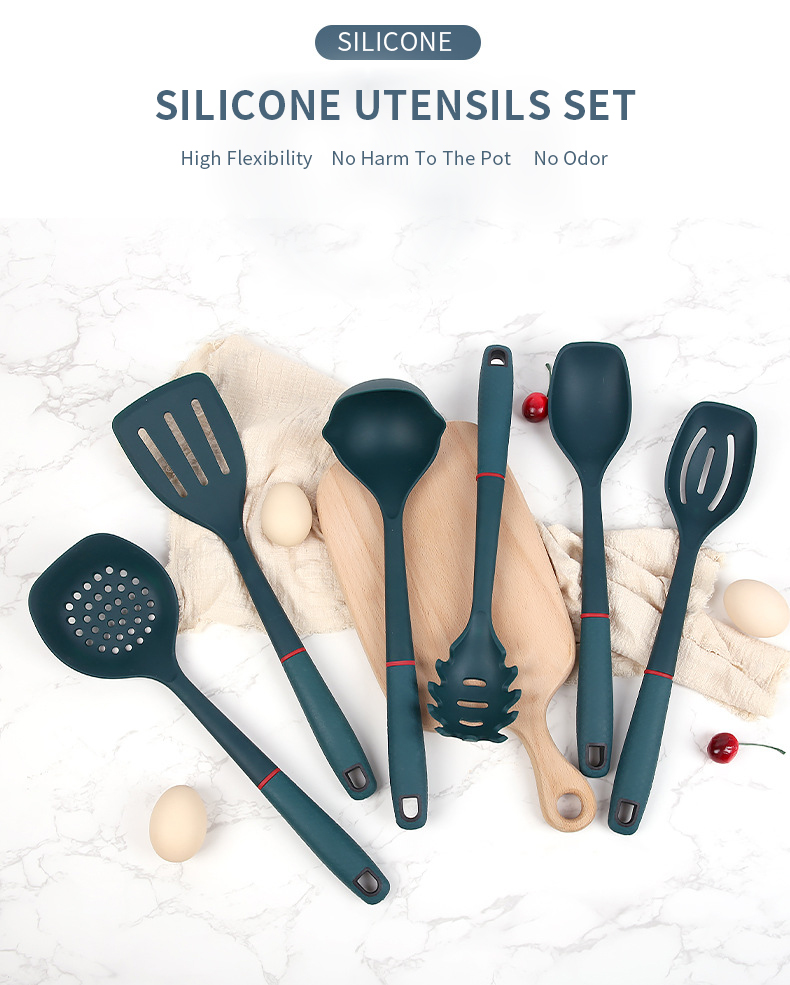 Newest 6 Piece Set Of Silicone Kitchen Utensil Set kitchen Gadget Kitchen Ware Accessories Silicon Utensils Cooking Tools Sets