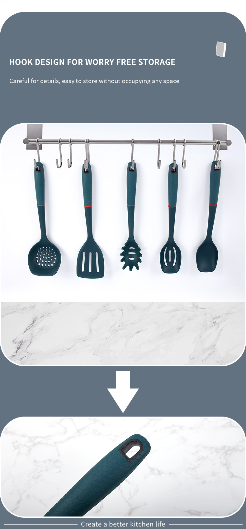 Newest 6 Piece Set Of Silicone Kitchen Utensil Set kitchen Gadget Kitchen Ware Accessories Silicon Utensils Cooking Tools Sets