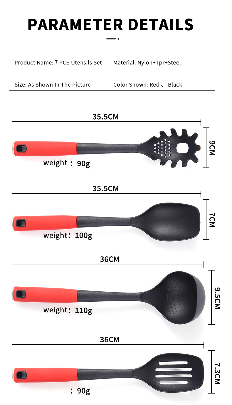7 PCS Kitchenware Utensils de Cocina Cooking Utensils Set Kitchen Tools Nylon Kitchen Utensils accessories