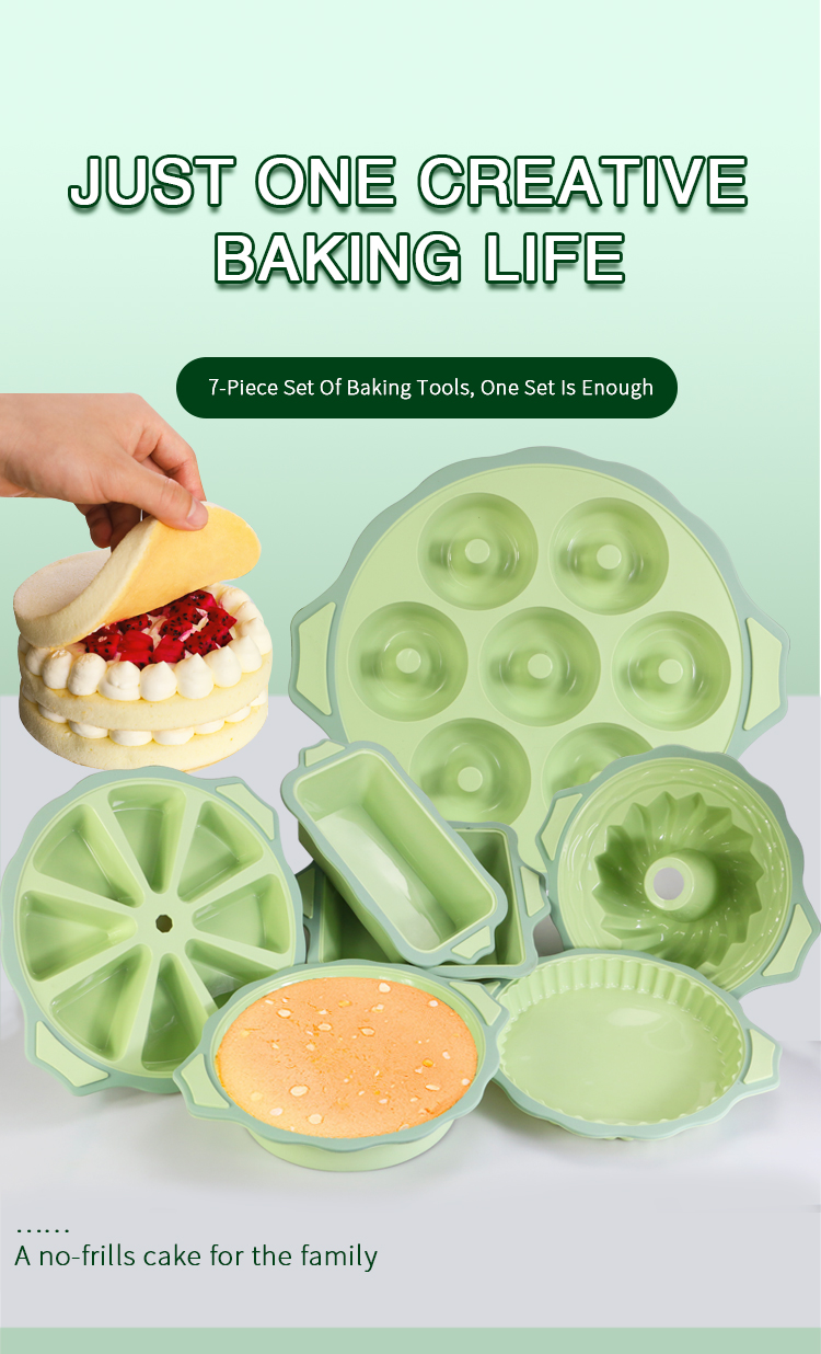 Cake mold set round silicone 3d cookie dough pizza baking pastry tools pan toast household oven tool cake molds