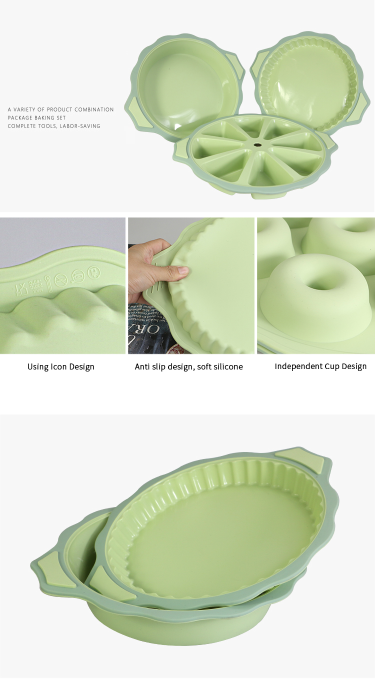 Cake mold set round silicone 3d cookie dough pizza baking pastry tools pan toast household oven tool cake molds