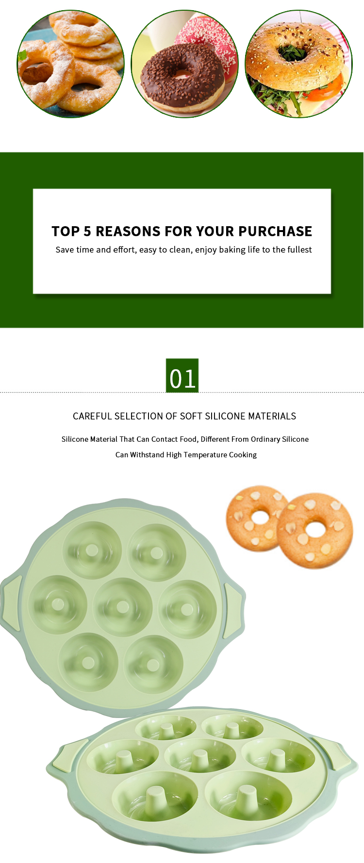 7-Cavity Silicone Cake Molds Mousse Cake Bakeware Baking Utensils Tool Chocolate Mold Silicone Donut Baking Pan Mold Tray