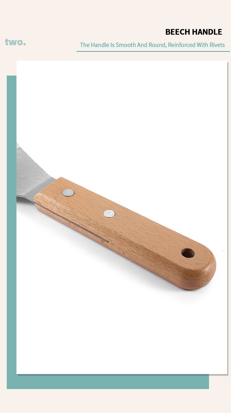 Kitchen Turner Scraper Stainless Steel Wood Handle Griddle Spatula Bbq Grill Turner Bbq Accessories Pancake Burgers Camping