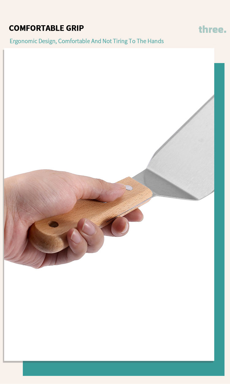 Kitchen Turner Scraper Stainless Steel Wood Handle Griddle Spatula Bbq Grill Turner Bbq Accessories Pancake Burgers Camping