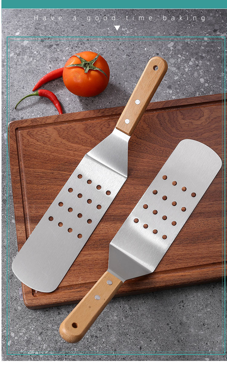Stainless Steel Bbq Turner Spatula Grill Accessories Griddle Scraper Bbq Spatula With Wooden Handle For Bbq Grills
