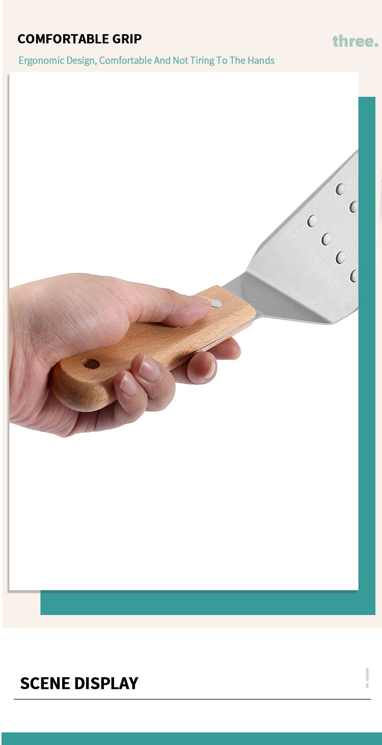 Stainless Steel Bbq Turner Spatula Grill Accessories Griddle Scraper Bbq Spatula With Wooden Handle For Bbq Grills