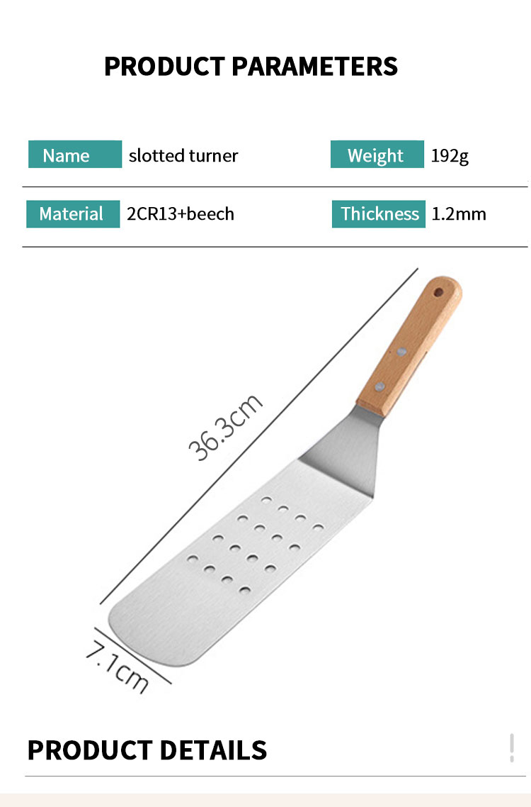Stainless Steel Bbq Turner Spatula Grill Accessories Griddle Scraper Bbq Spatula With Wooden Handle For Bbq Grills