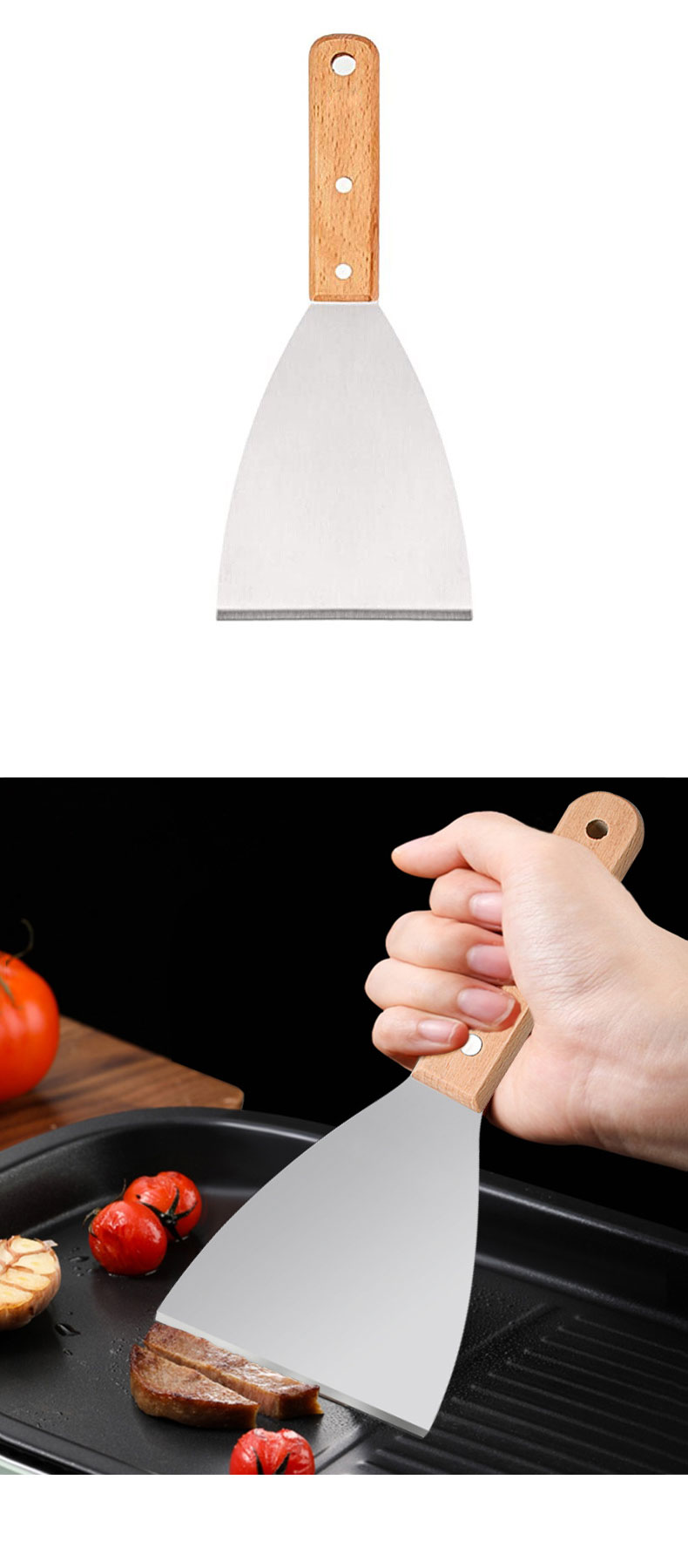 Hot Selling Products 2023 Stainless Steel Griddle Spatula Steak Scraper Bbq Tools Grill Spatula Turner For Bbq Grills