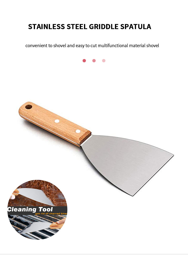 Hot Selling Products 2023 Stainless Steel Griddle Spatula Steak Scraper Bbq Tools Grill Spatula Turner For Bbq Grills
