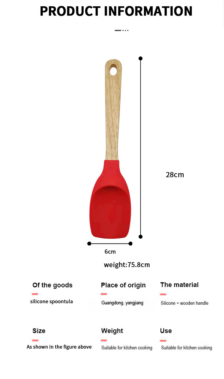 Silicone Spoonula Spatula Spoon Kitchen Tools Wooden Handle Silicone Kitchenware Silicone Salad Spoon Non Stick Spoontula