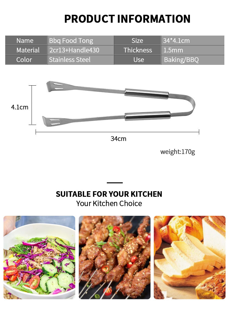 Kitchen Tongs For Cooking Or Grilling Bbq Accessories Heat Resistant Stainless Steel Bbq Tongs Perfect For Cooking Grill