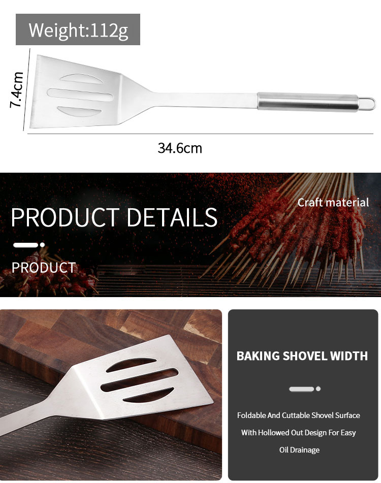 Stainless Steel Cooking Barbecue Shovel Bbq Accessories Outdoor Barbecue Camping Bbq Shovel Kitchen Cooking Bbq Spatula