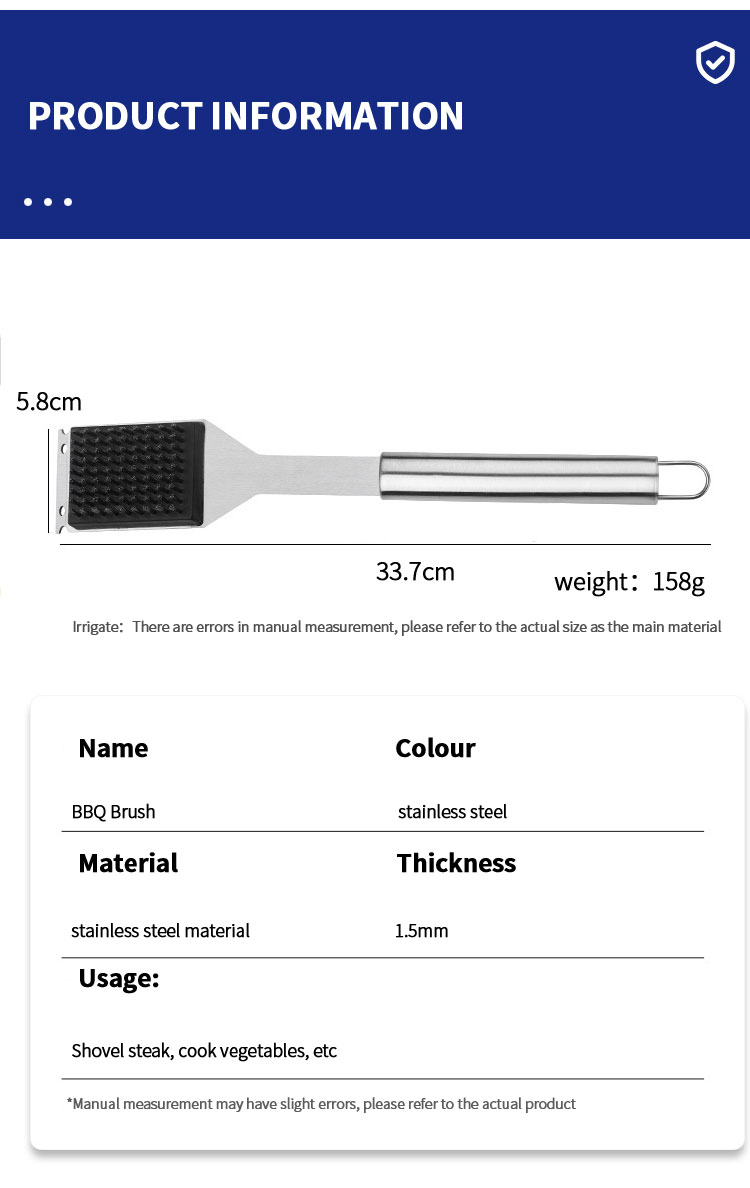 BBQ accessories Reusable Barbecue Tools Stainless Steel BBQ Cleaning Brush Grill Brush with scraper