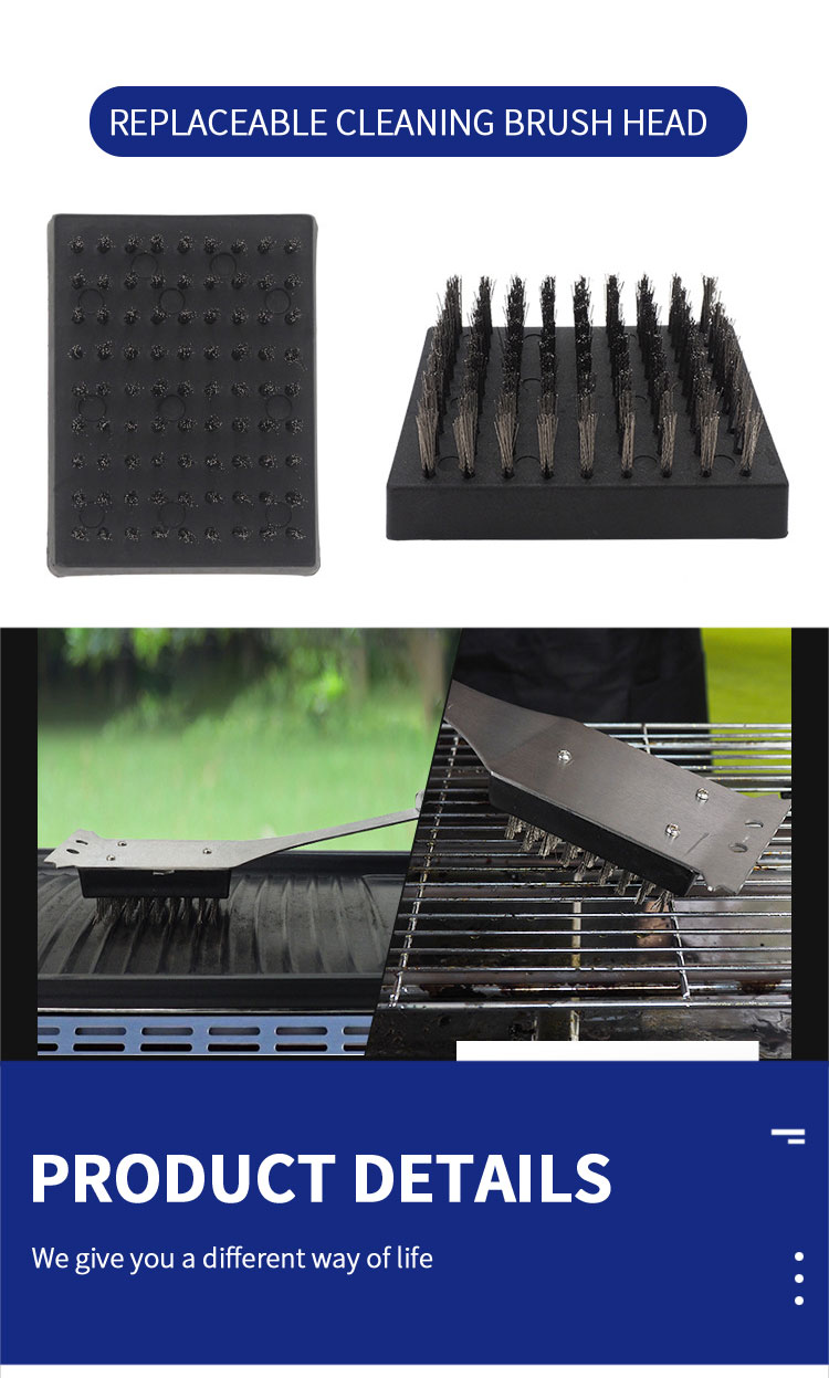 BBQ accessories Reusable Barbecue Tools Stainless Steel BBQ Cleaning Brush Grill Brush with scraper