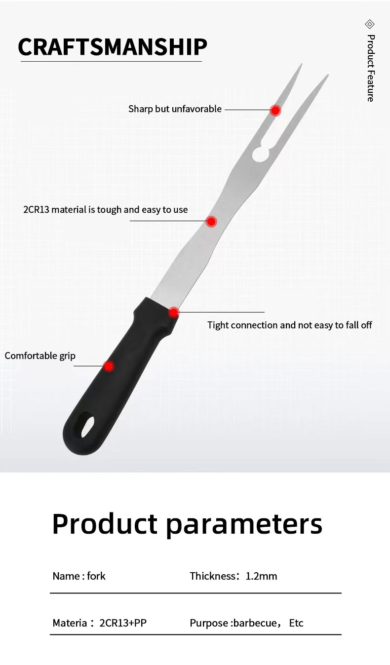 New Design Stainless Steel Cooking Bbq Meat Fork With Pp Wood Handle Grill Tools Stainless Steel Bbq Grill Fork