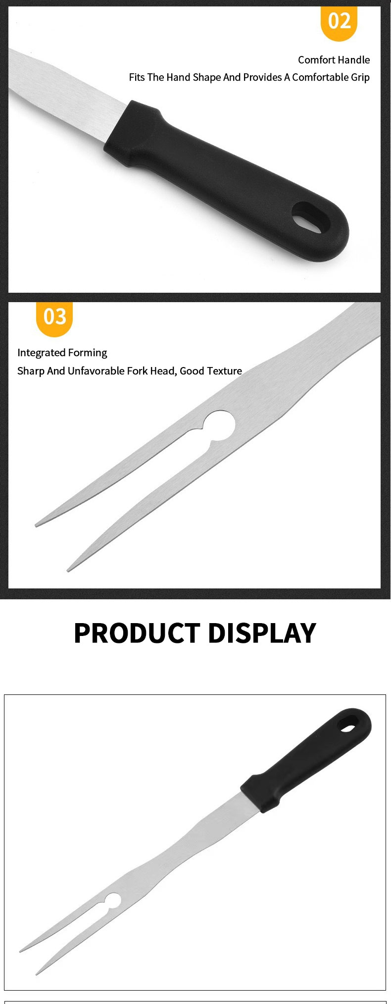 New Design Stainless Steel Cooking Bbq Meat Fork With Pp Wood Handle Grill Tools Stainless Steel Bbq Grill Fork