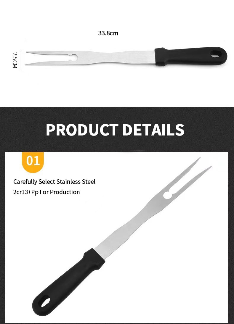 New Design Stainless Steel Cooking Bbq Meat Fork With Pp Wood Handle Grill Tools Stainless Steel Bbq Grill Fork