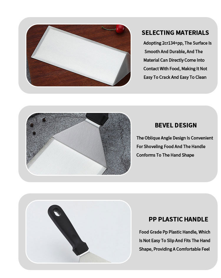 Hot Sale Stainless Steel Large Frying Spatula Grill Accessories Camping Pancake Flipper Griddle Spatula Hamburger Turner Scraper