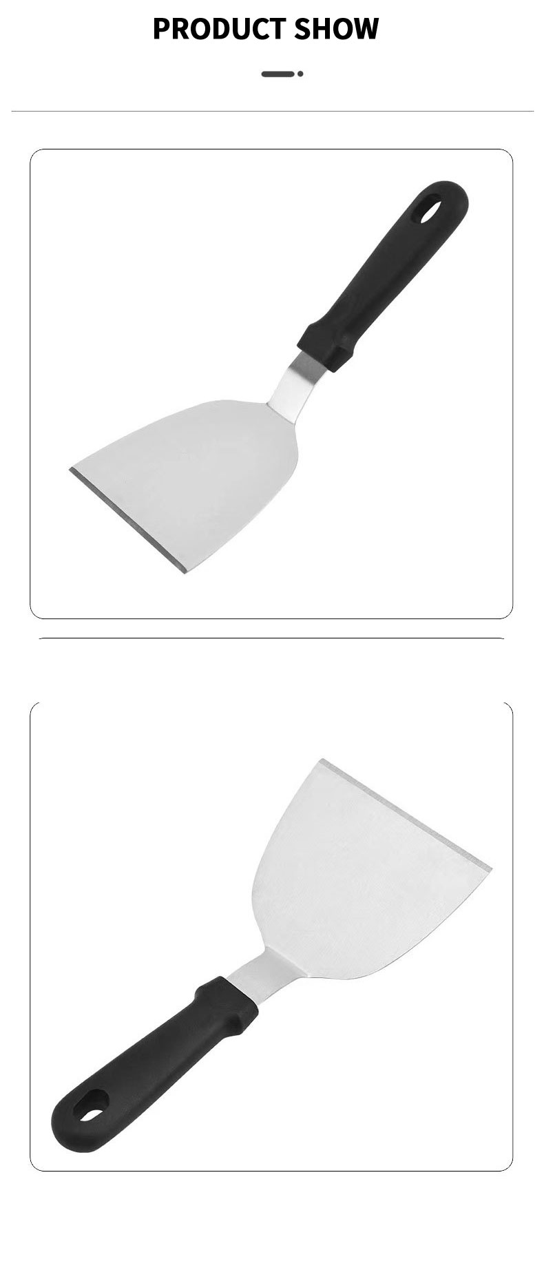 Burger Smasher Hamburger Turner Scraper Grill Turner BBQ Spatula Pancake Flipper Stainless Steel Griddle Spatula for BBQ Grill