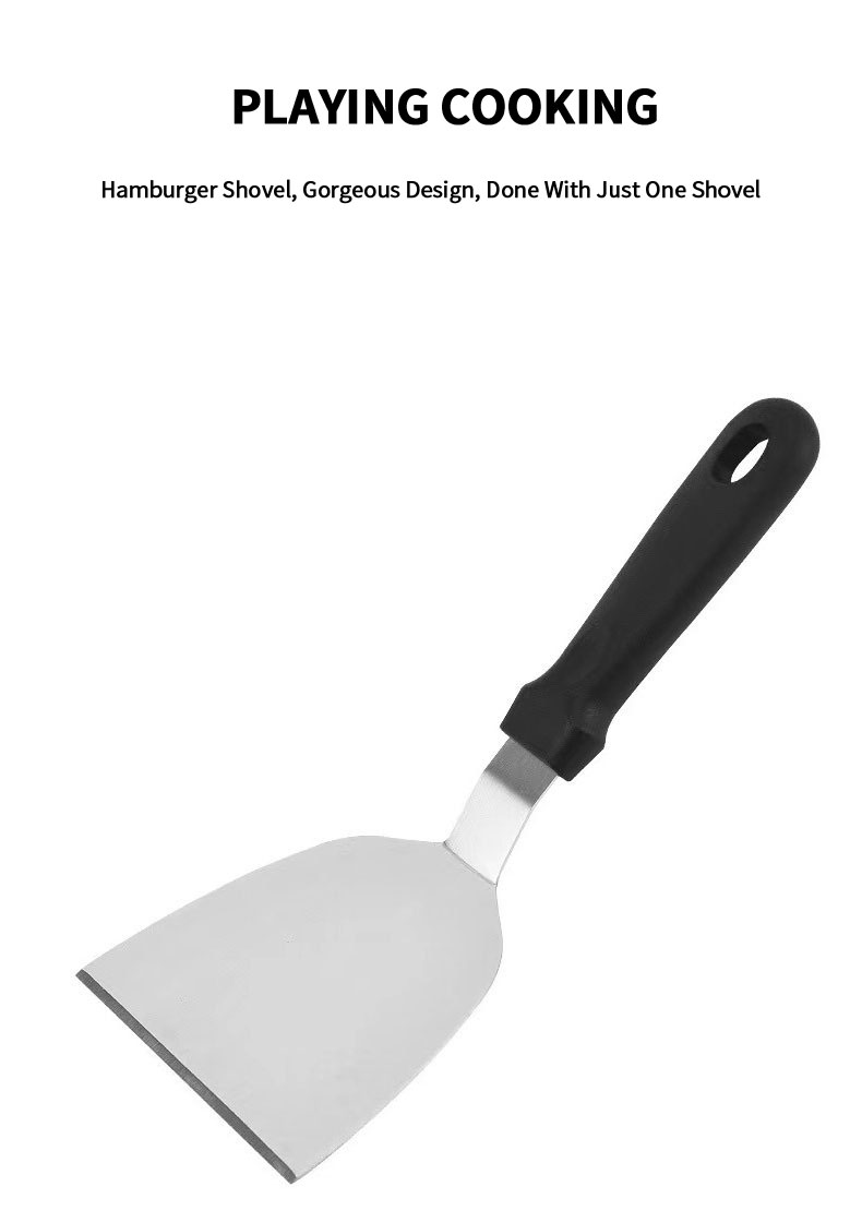 Burger Smasher Hamburger Turner Scraper Grill Turner BBQ Spatula Pancake Flipper Stainless Steel Griddle Spatula for BBQ Grill