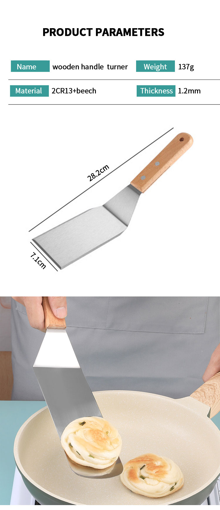 Hamburger Turner With Rosewood Handle Griddle Grill Turner/Burger Spatula Outdoor Bbq Accessories Barbecue Shovel