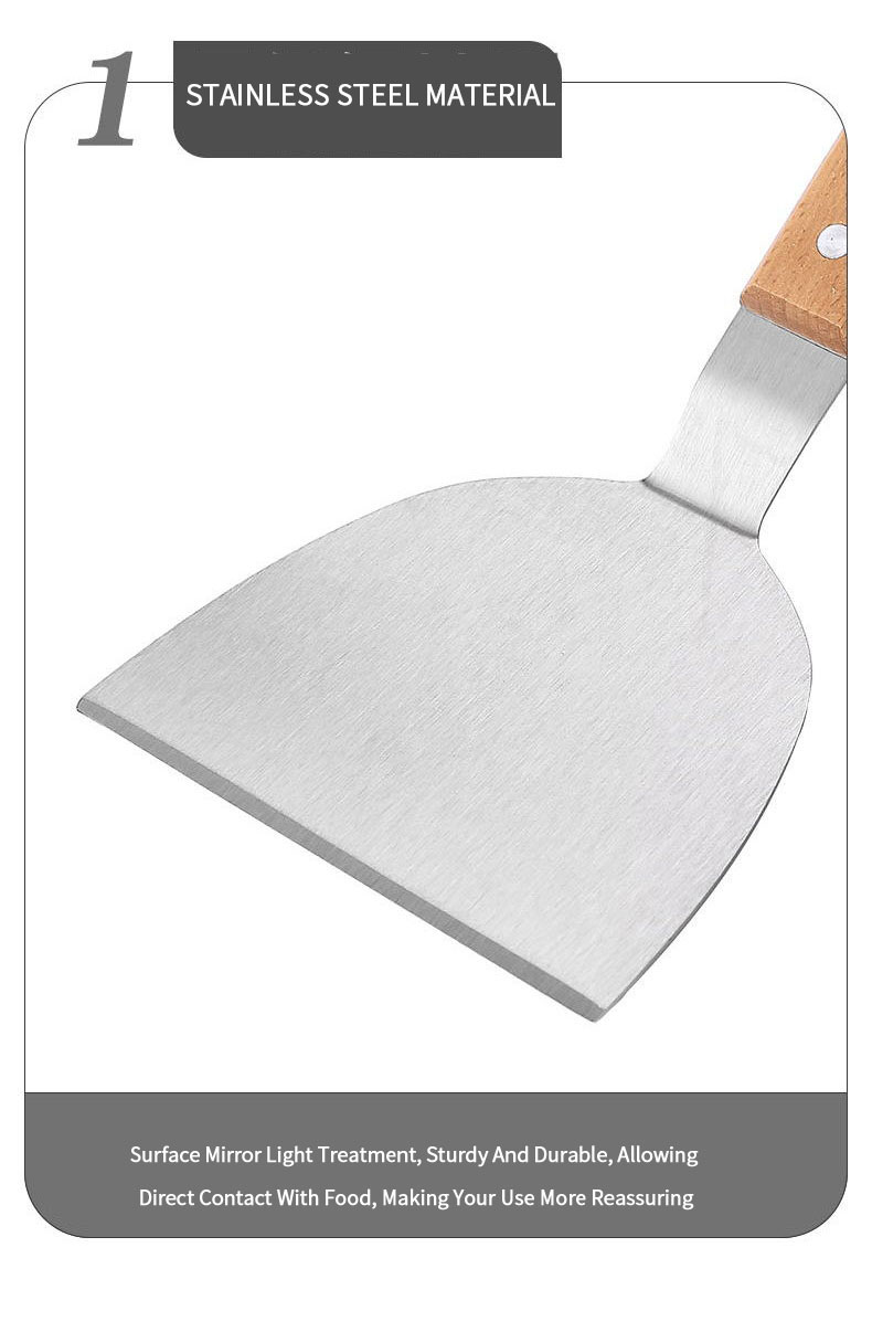 Hot Selling Stainless Steel Scraper Cutter With Wooden Handle Home Kitchen Pizza Shovel Bar Cake Cream Scraper Tools