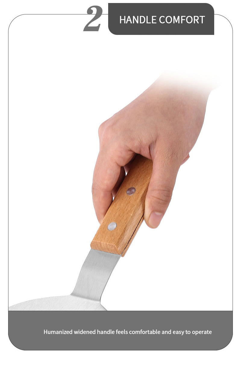Hot Selling Stainless Steel Scraper Cutter With Wooden Handle Home Kitchen Pizza Shovel Bar Cake Cream Scraper Tools