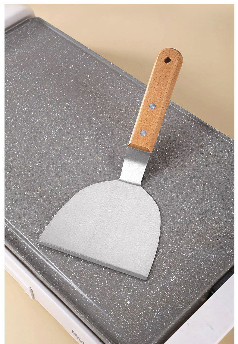 Hot Selling Stainless Steel Scraper Cutter With Wooden Handle Home Kitchen Pizza Shovel Bar Cake Cream Scraper Tools