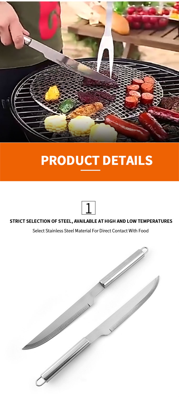 Hot Seller Bbq Tools Stainless Steel Kitchen Knives Multifunctional Kitchen Knife For Outdoor Barbecue Camping