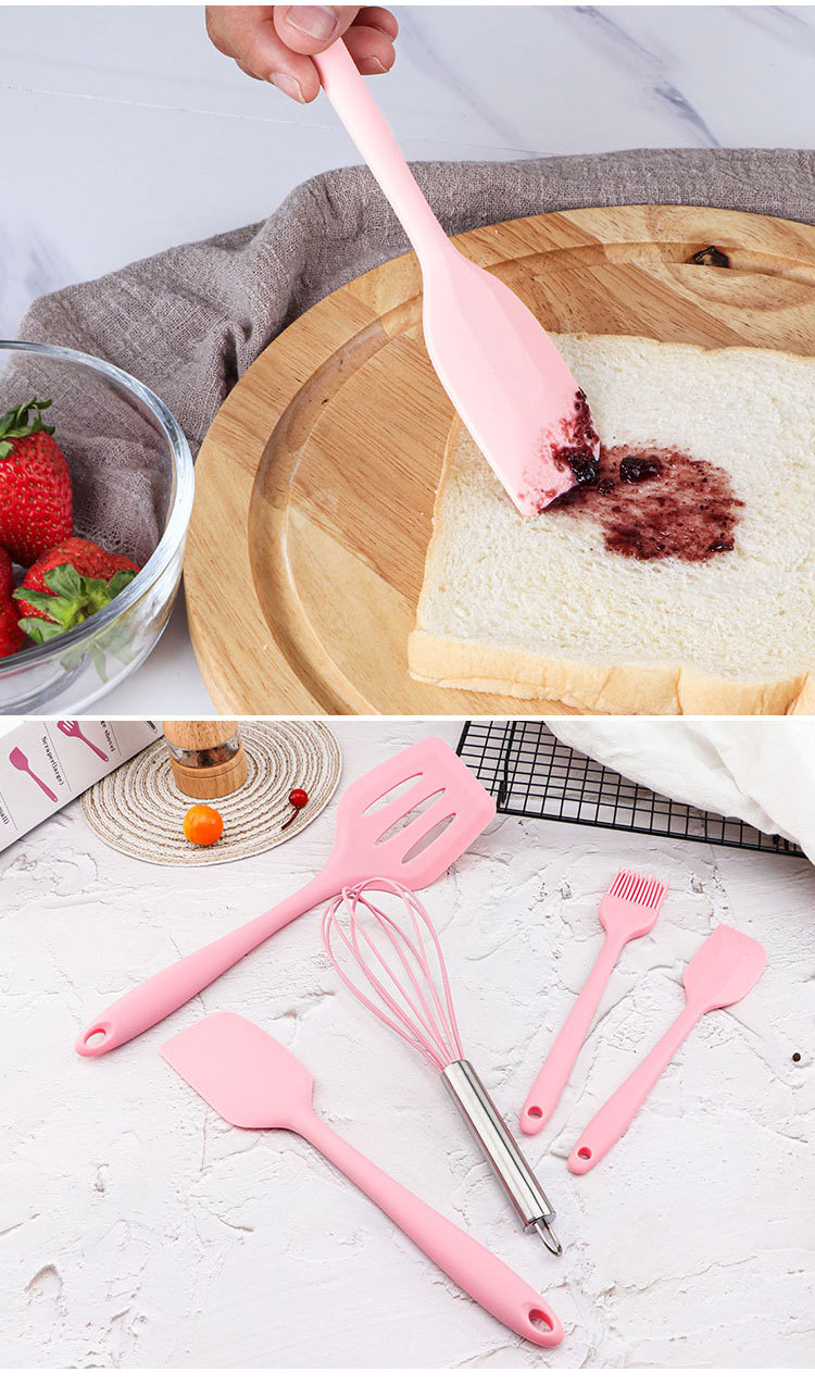 5 Pcs Kitchen Utensil Set Home And Kitchen Cooking Accessories Heat Resistant Silicone Kitchen Utensils Cooking Spatula Set