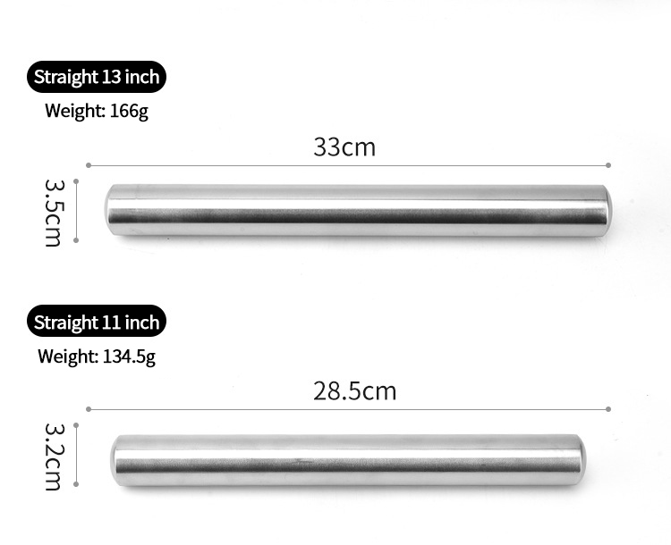 Reusable Sus304 Food Grade Not Stick French Baking Utensils Dough Rolling Pin Smooth Stainless Steel Rolling Pin