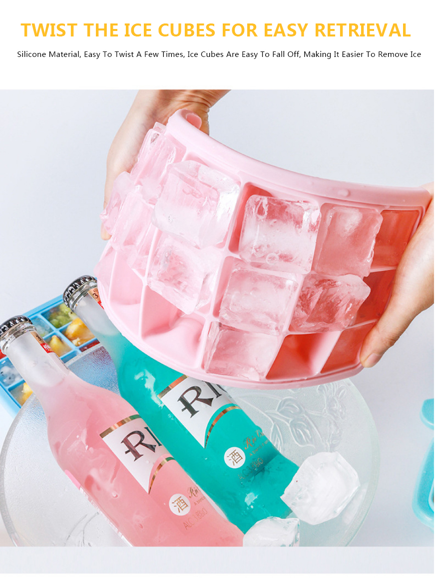 hot sale Ice Cube Maker High Quality 24 Cavity Silicone Ice Cube Mold Silicone Ice Cube Tray Molds with Lid