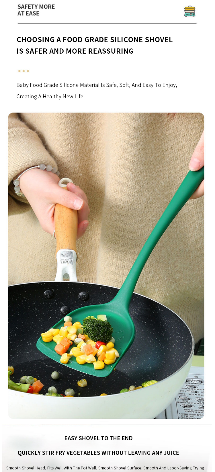 Kitchen Tools Silicone Turner Cooking accessories All-Inclusive Temperature Resistant Silicone Spatula For Kitchen Baking
