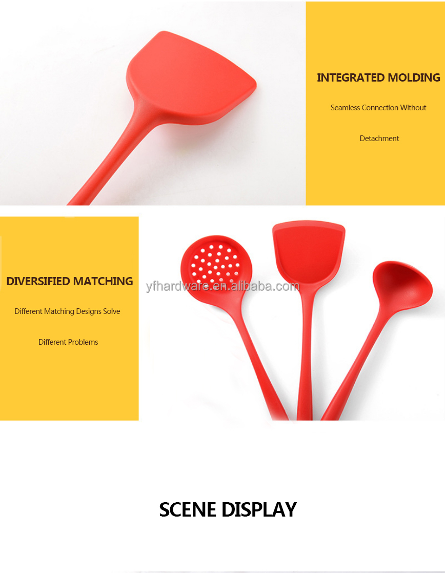 Wholesale Best Selling 3Pcs Silicone Kitchen Utensils Set Kitchen Gadgets Spoon Cooking Utensil Set