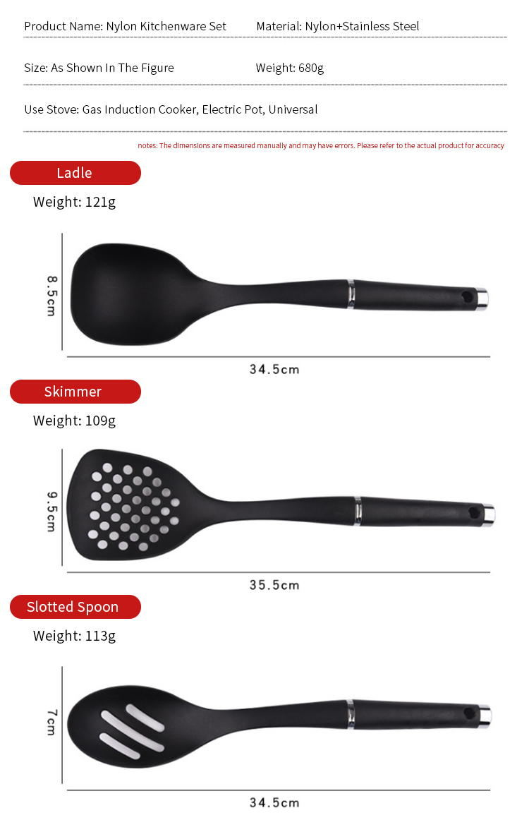 New nylon home kitchen tool spoon sets camping cooking utensils tool Kitchenware cookware set 6 Pcs nylon kitchen utensils