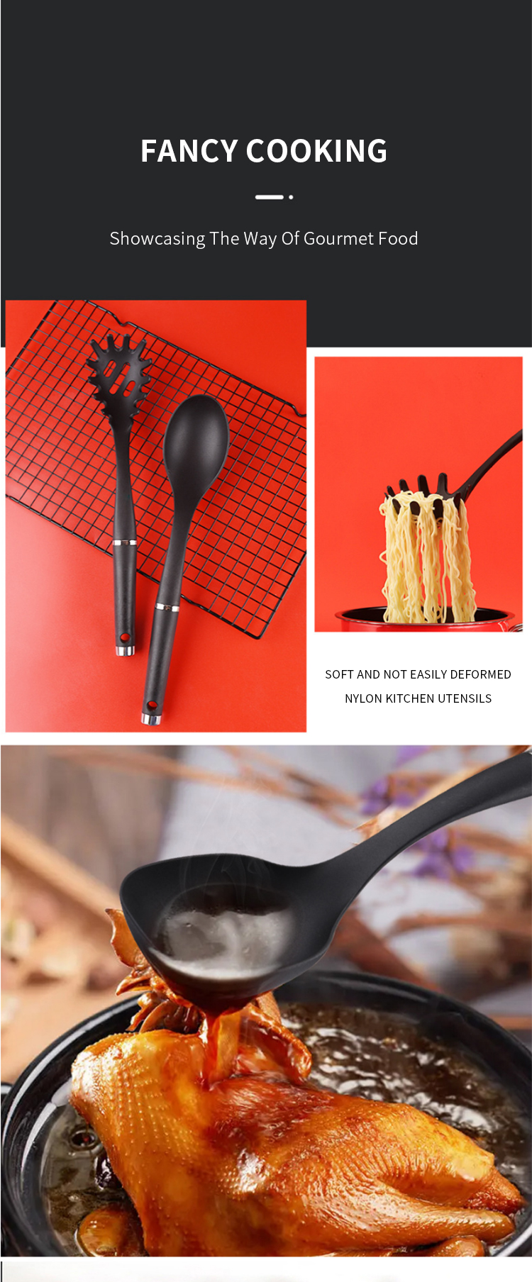 New nylon home kitchen tool spoon sets camping cooking utensils tool Kitchenware cookware set 6 Pcs nylon kitchen utensils