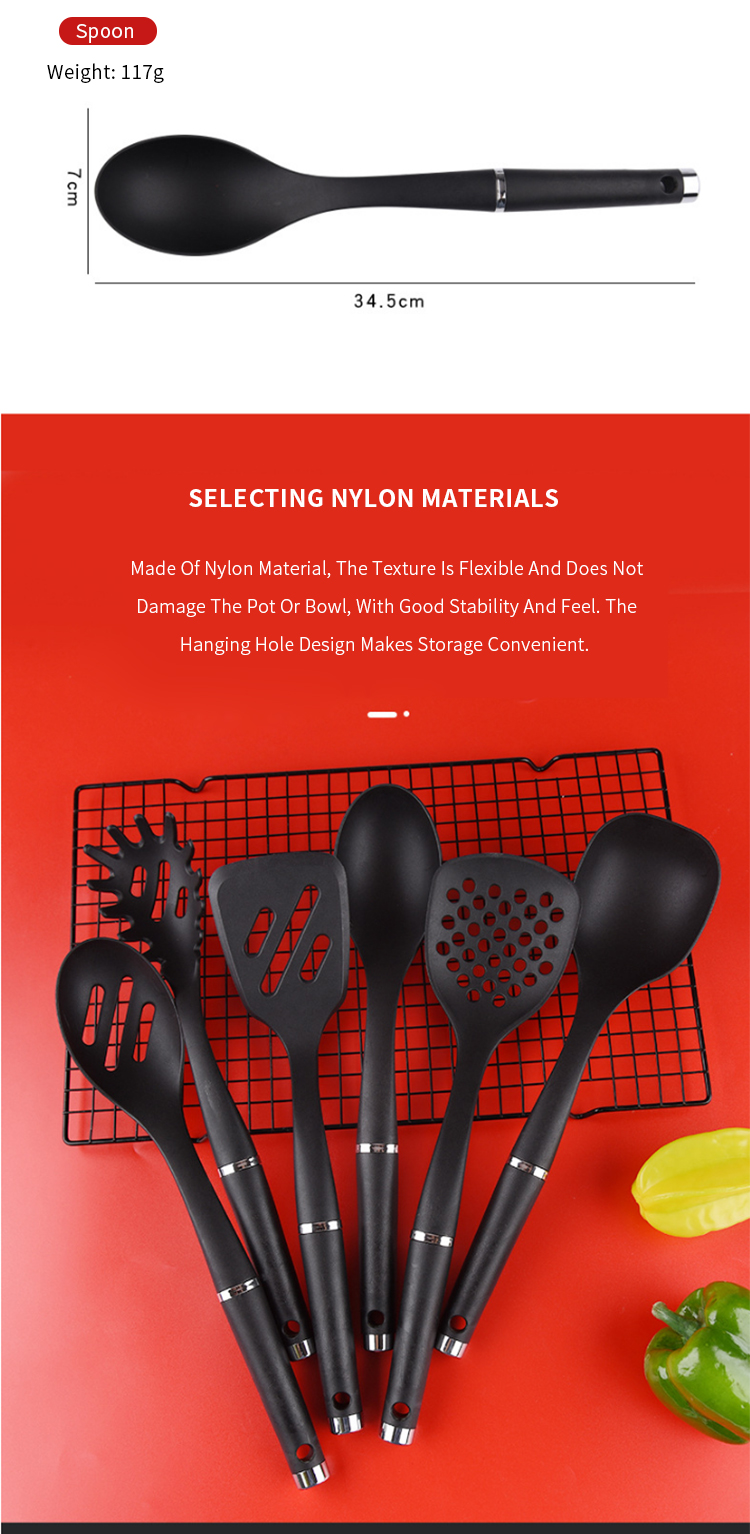 New nylon home kitchen tool spoon sets camping cooking utensils tool Kitchenware cookware set 6 Pcs nylon kitchen utensils