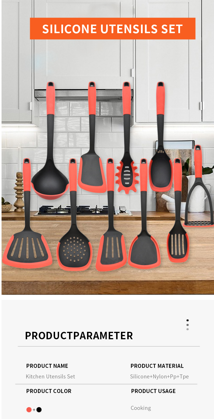 Upgrade 10Pieces In 1 nylon Kitchen Accessories Cooking Utensil Set With Kitchen Utensils