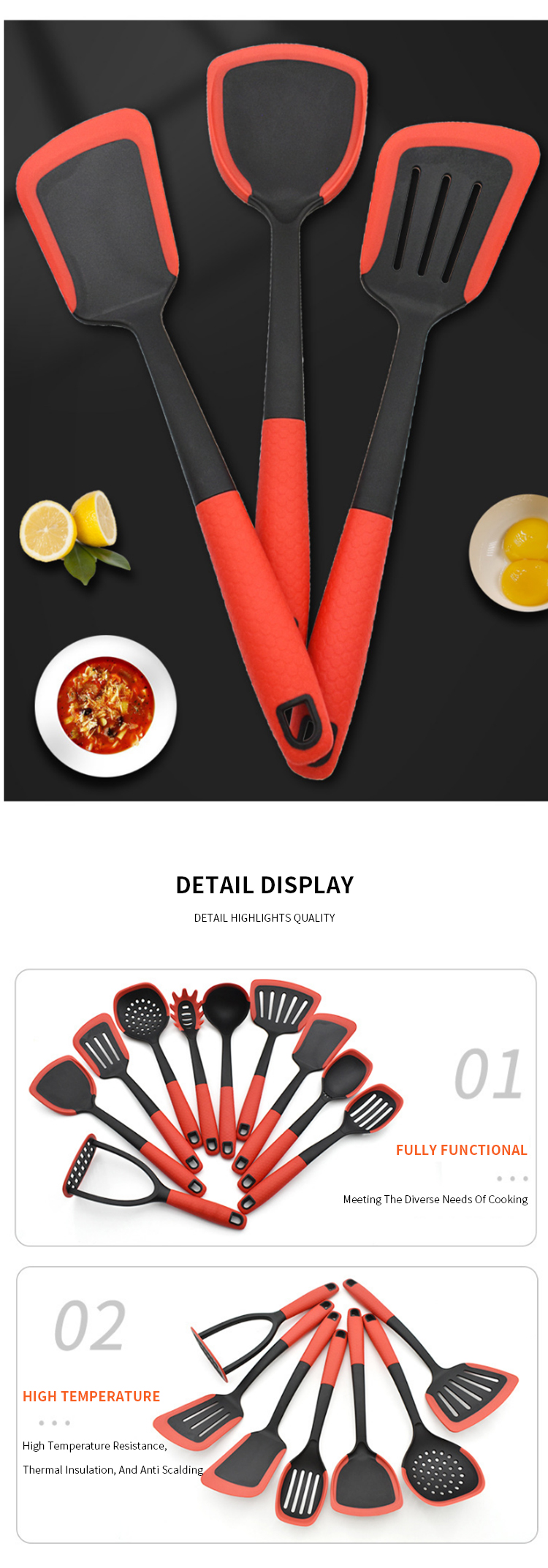 Upgrade 10Pieces In 1 nylon Kitchen Accessories Cooking Utensil Set With Kitchen Utensils