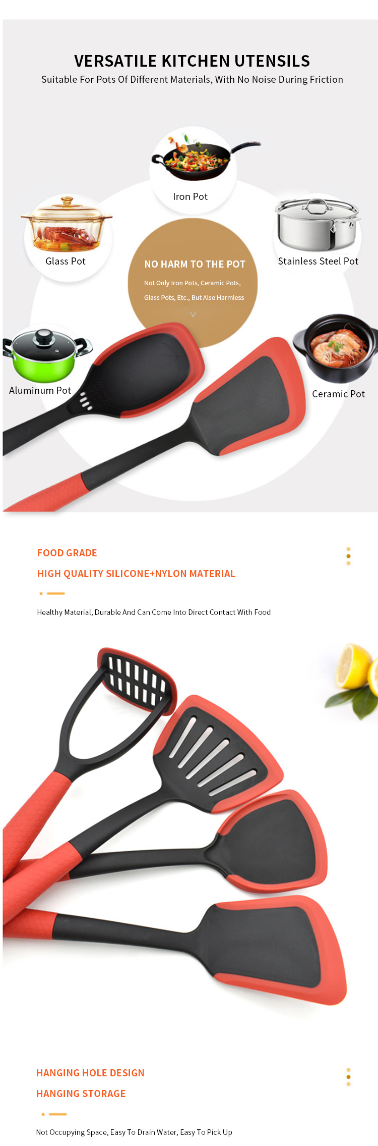 Upgrade 10Pieces In 1 nylon Kitchen Accessories Cooking Utensil Set With Kitchen Utensils