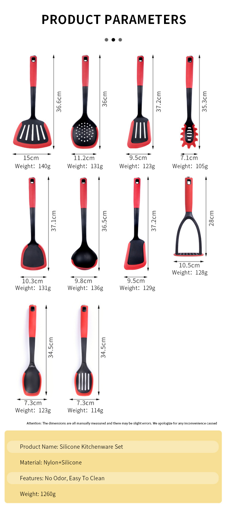 10pcs Stainless Steel Nylon Utensils Set Kitchen Gadgets Utensils Kitchen Accessories Set Nylon Kitchen Utensil Set