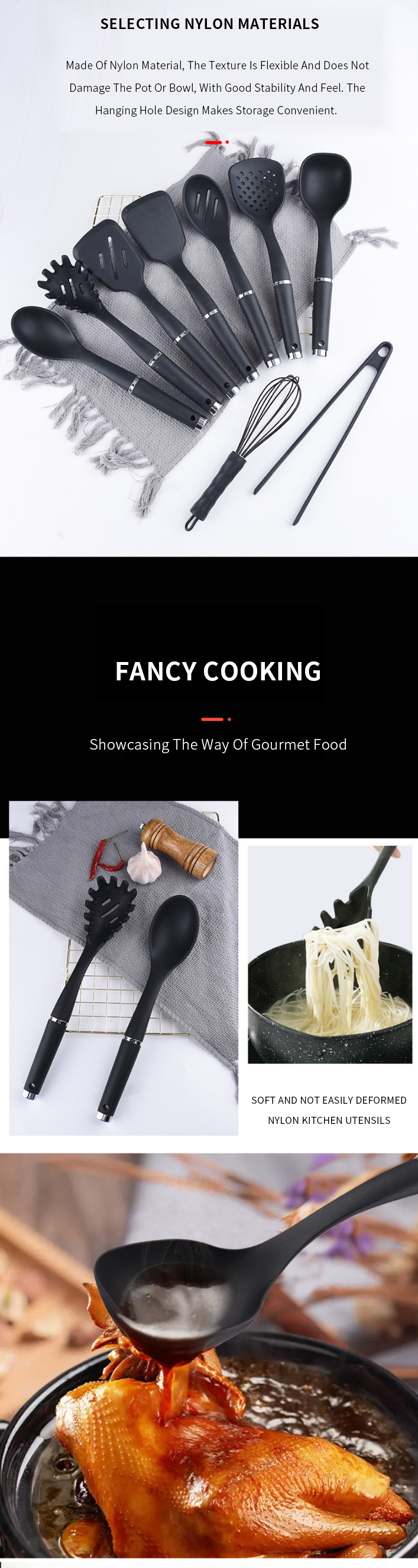 Hot Sale 9pcs Nylon Kitchen Utensils Set Soup Spoon Utensil Set Cooking Tools Kitchenware Cookware Set Nylon Kitchen Tool