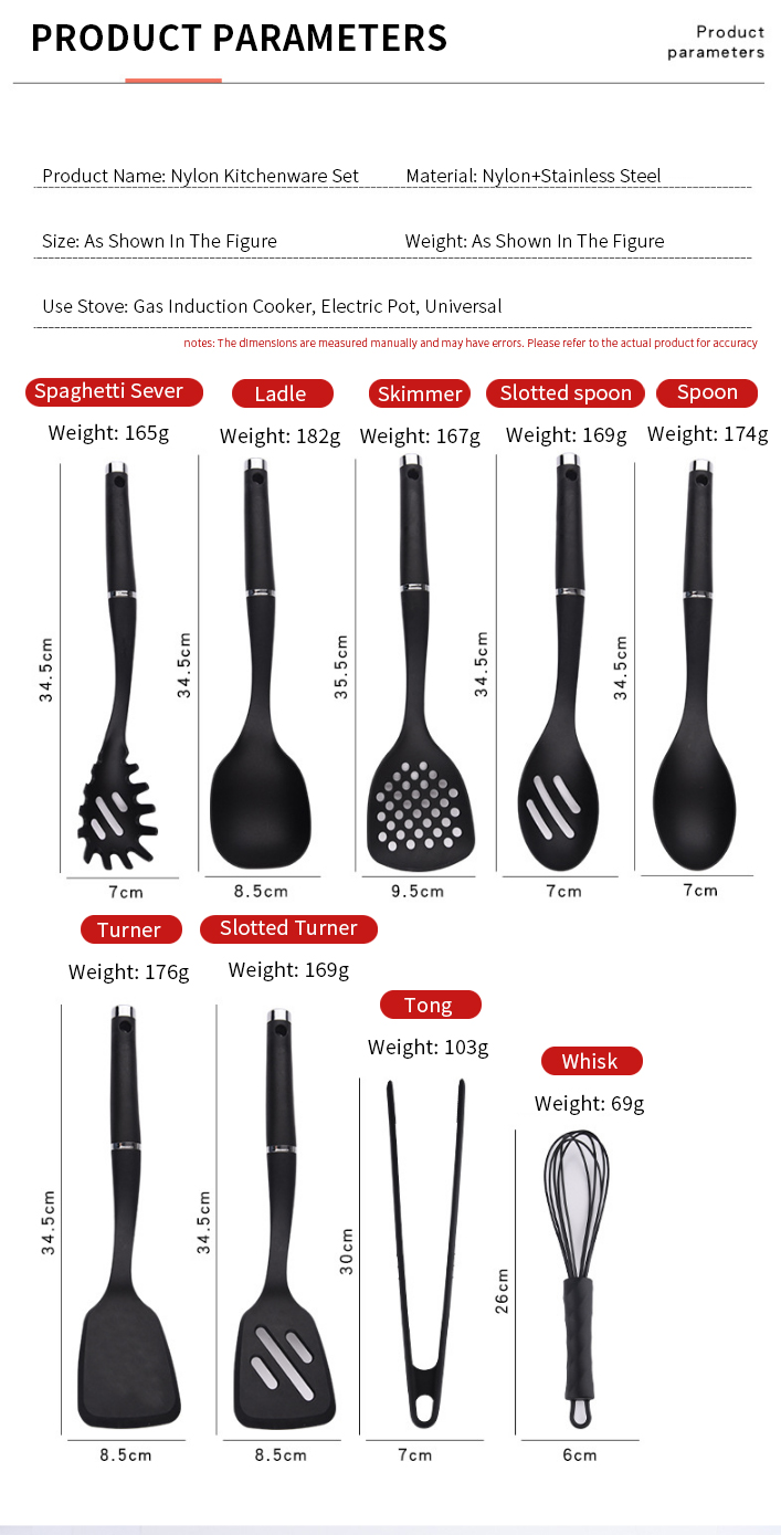 Hot Sale 9pcs Nylon Kitchen Utensils Set Soup Spoon Utensil Set Cooking Tools Kitchenware Cookware Set Nylon Kitchen Tool