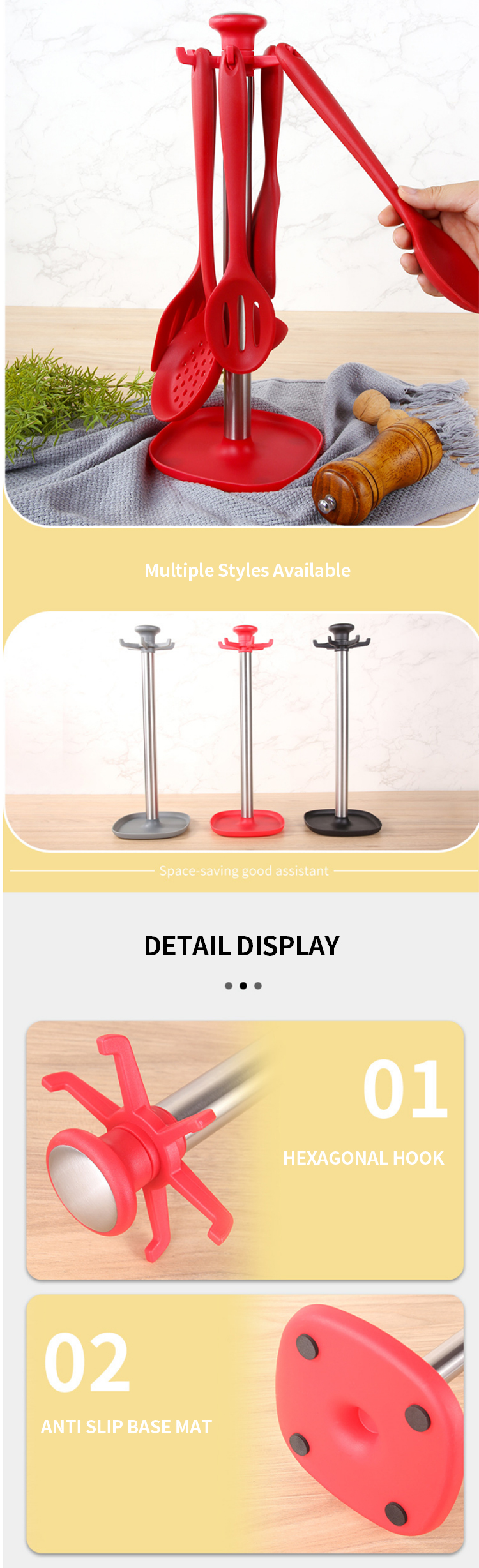 Fashion Design Kitchen Utensil Stand Rotating Hanger Base Holder Kitchen Accessories Rotatable Hanging Storage Holders Racks