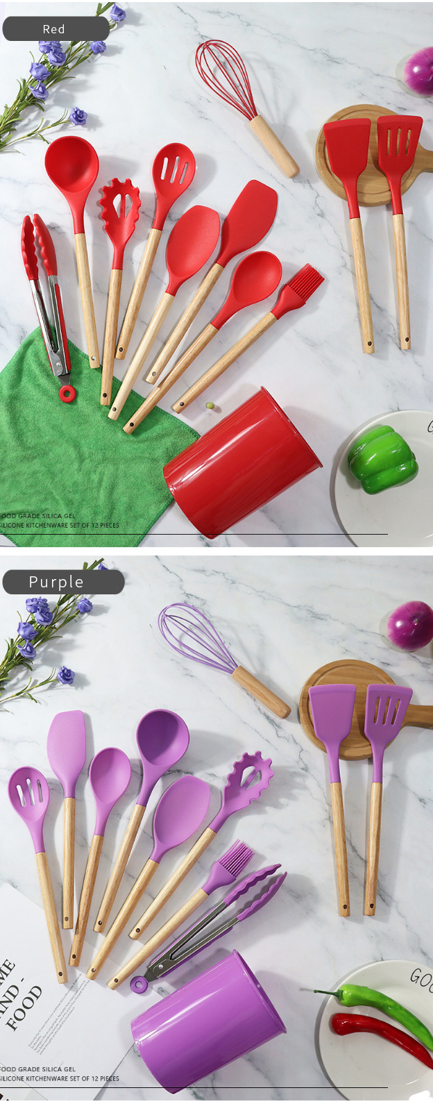 silicone cooking kitchen utensil set