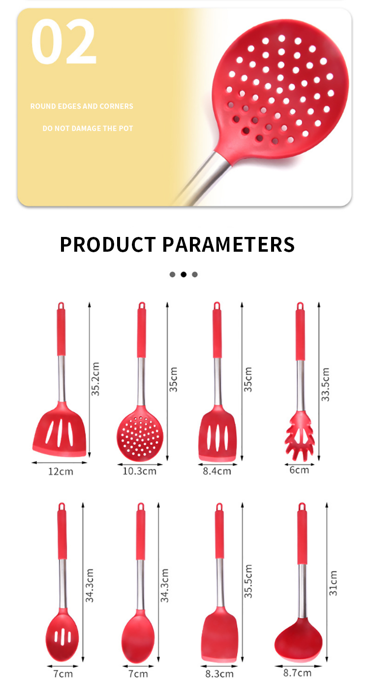 Silicone Cooking Utensil Set Cookware Kitchen Utensils Set With Stainless Steel Handle 25 Pcs Kitchen Gadgets Tools Set