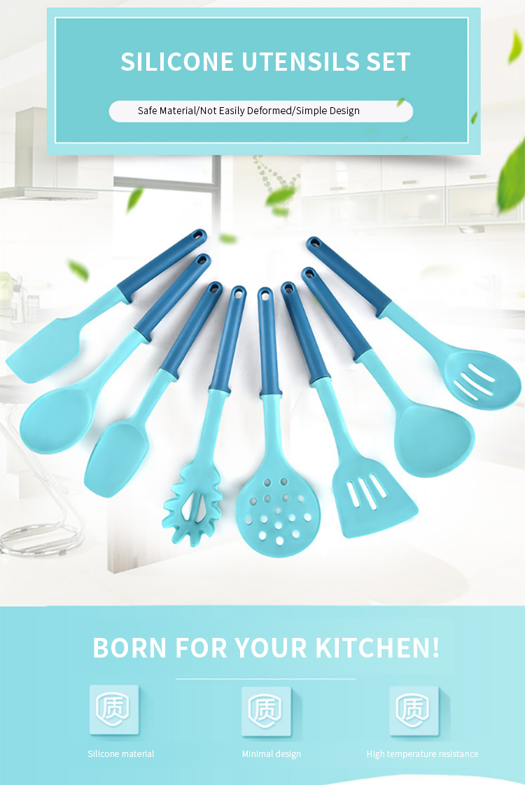Hot Sale 8pcs Kitchen Cooking Utensil Set Baking Kitchen Gadget Nonstick Silicone Spatula Wholesale Silicone Kitchenware