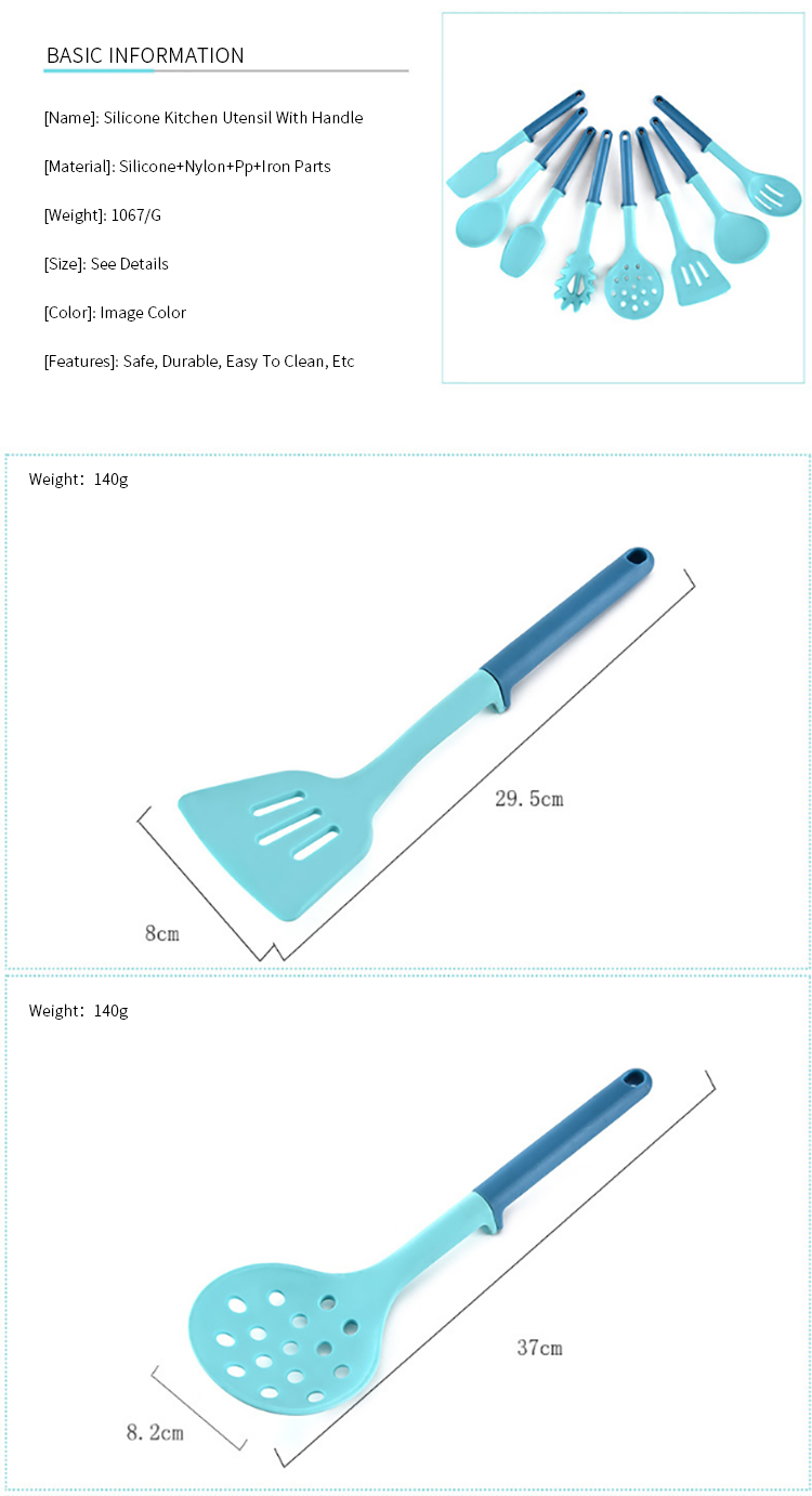 Hot Sale 8pcs Kitchen Cooking Utensil Set Baking Kitchen Gadget Nonstick Silicone Spatula Wholesale Silicone Kitchenware