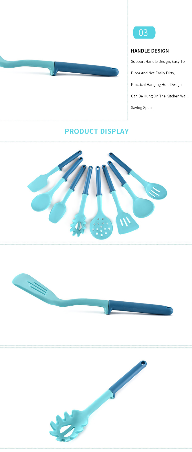 Hot Sale 8pcs Kitchen Cooking Utensil Set Baking Kitchen Gadget Nonstick Silicone Spatula Wholesale Silicone Kitchenware